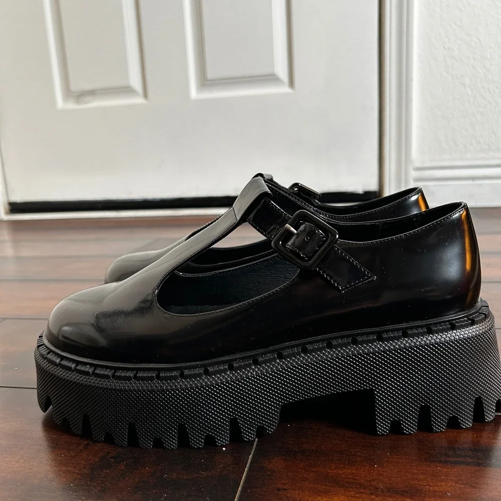 $218 Intentionally Blank Pears Leather Mary Jane 10 Chunky Platform Goth Grunge
